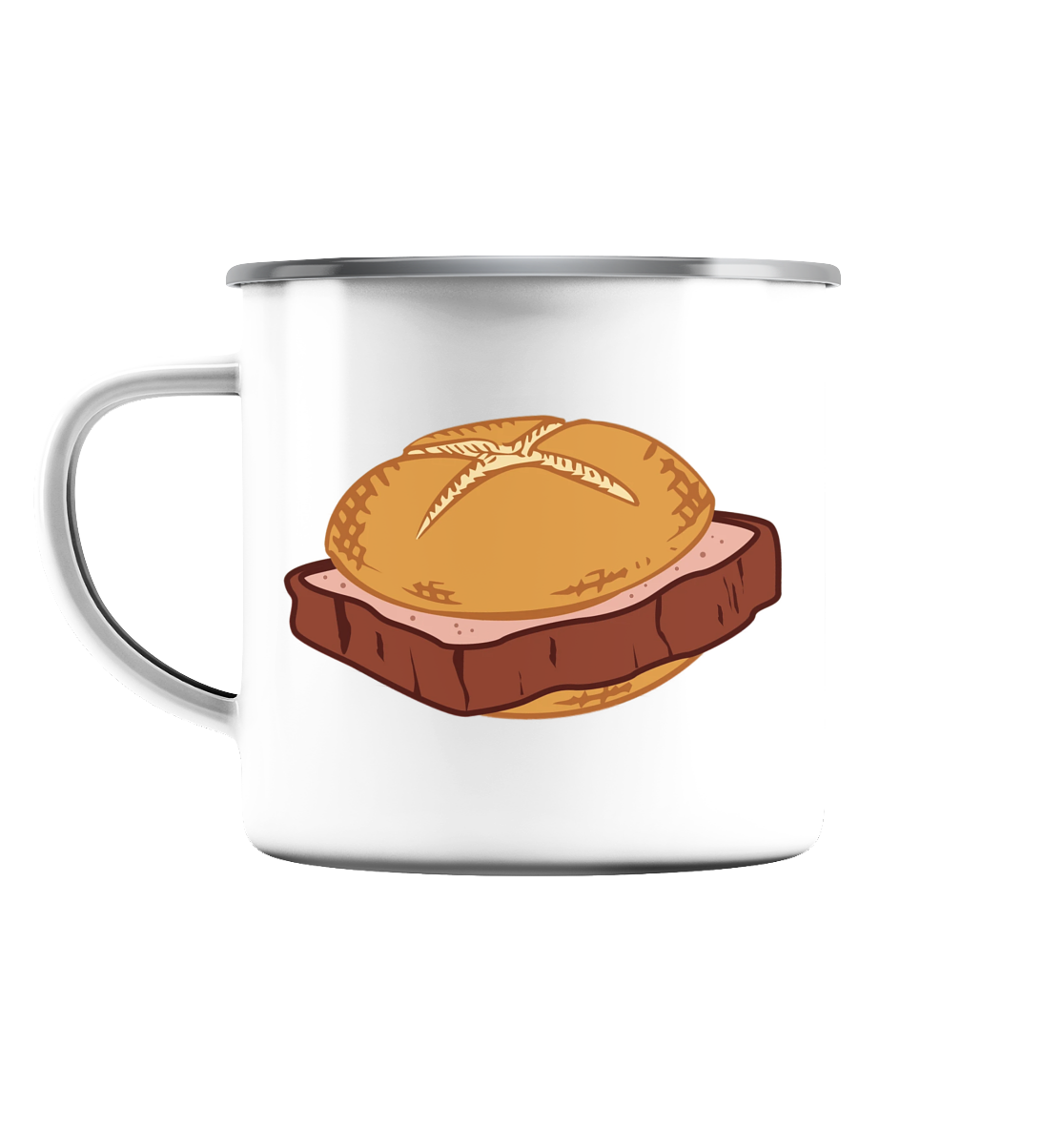 Leberkässemmel - Emaille Tasse