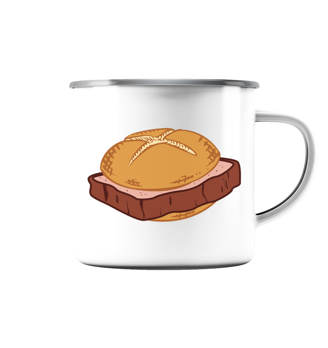 Leberkässemmel - Emaille Tasse
