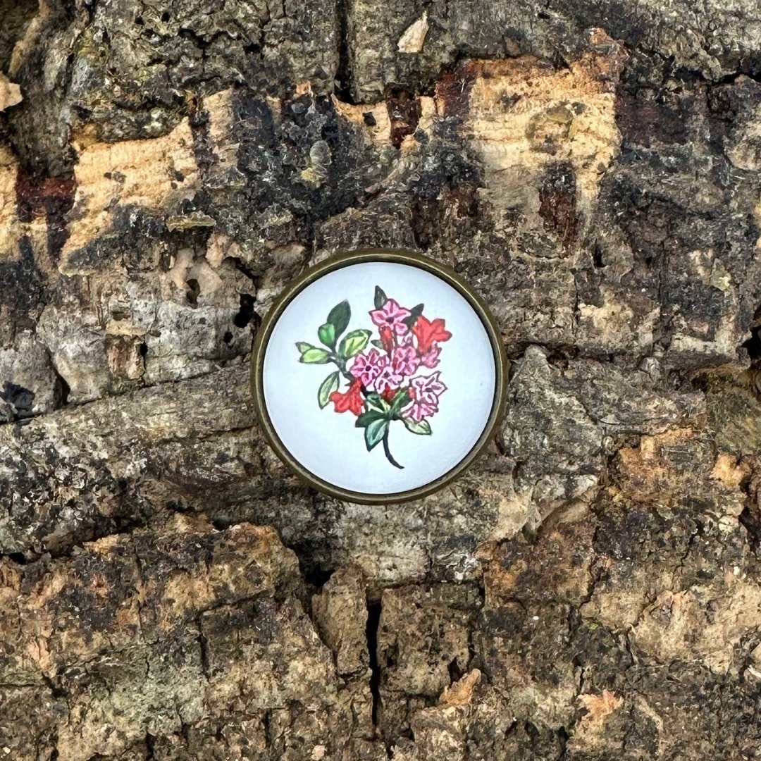 Alpenrose "Almrausch" | Anstecker | Altkupfer