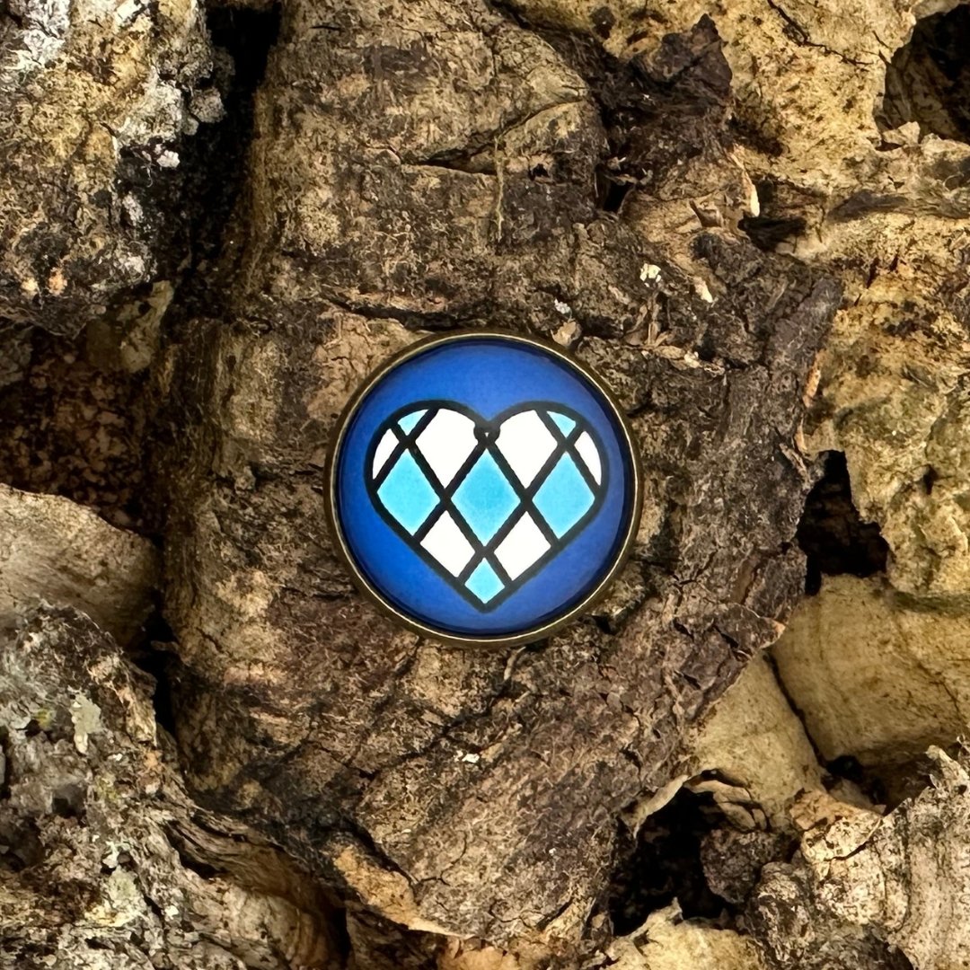 Bayern Herz | Blau | Trachtenknopf | Altkupfer