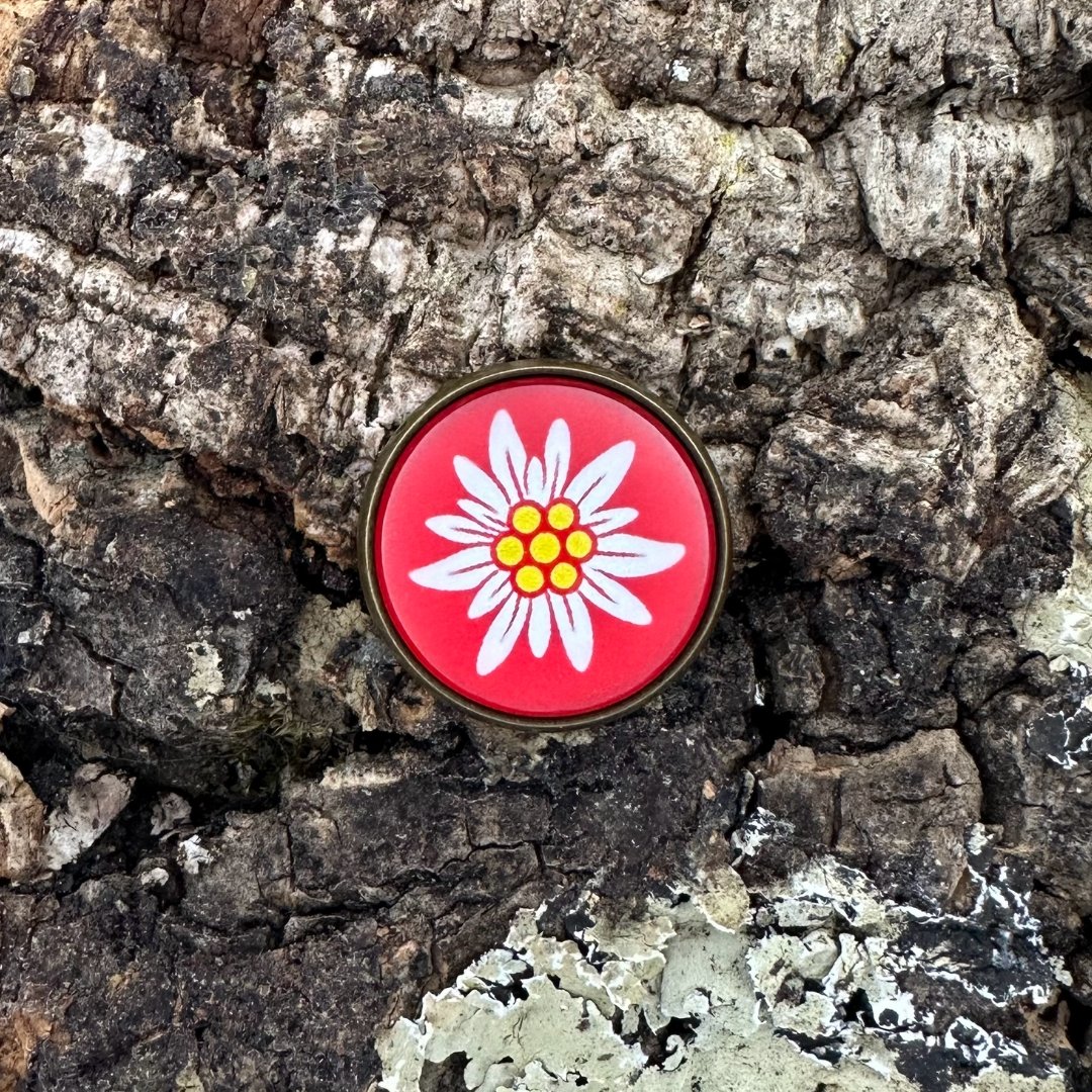 Edelweiss | Rot | Anstecker | Altkupfer