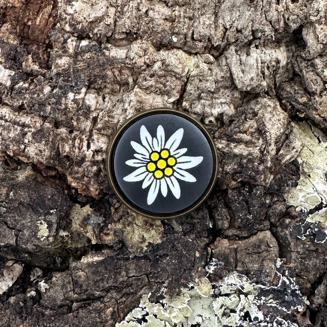 Edelweiss | Schwarz | Anstecker | Altkupfer