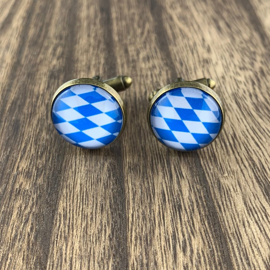 Manschettenknöpfe | Bayern | Weiss - Blau | Altkupfer