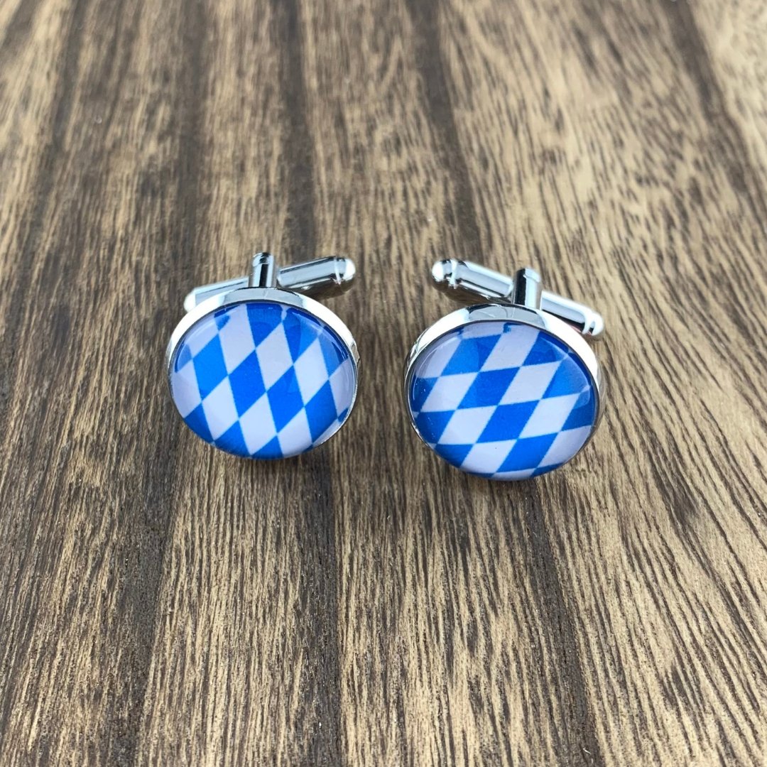Manschettenknöpfe | Bayern | Weiss - Blau | Silber