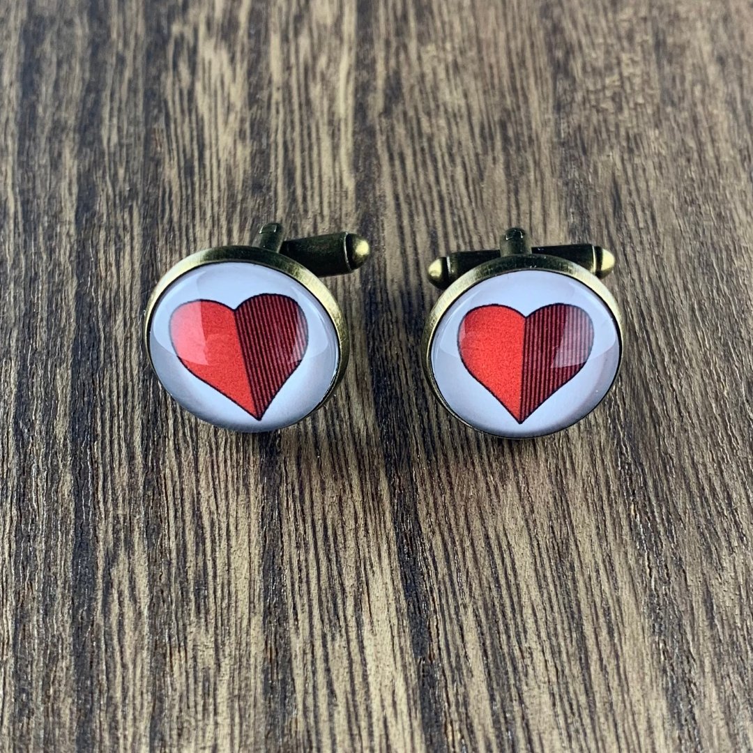 Manschettenknöpfe | Schafkopf | Herz | Altkupfer