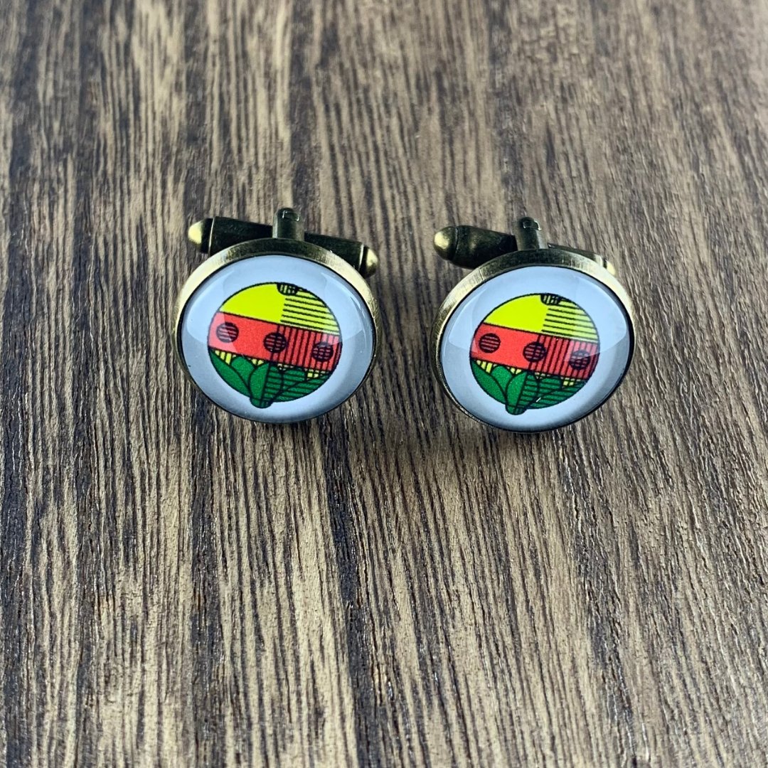 Manschettenknöpfe | Schafkopf | Schellen | Altkupfer