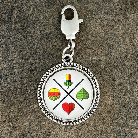 Bayerischer Schafkopf | Charivari-Anhänger | Perlkranz | Altsilber