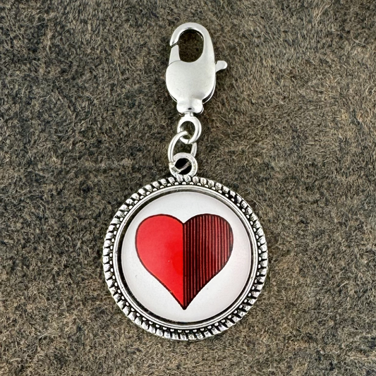 Schafkopf Herz | Charivari-Anhänger | Perlkranz | Altsilber