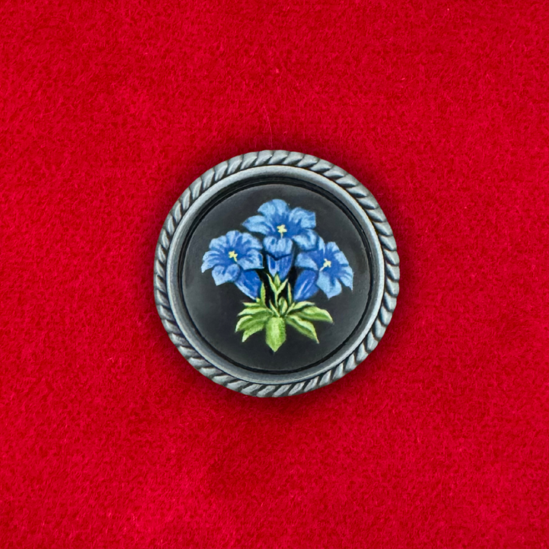 Enzian | Schwarz | Pin | Zierfassung