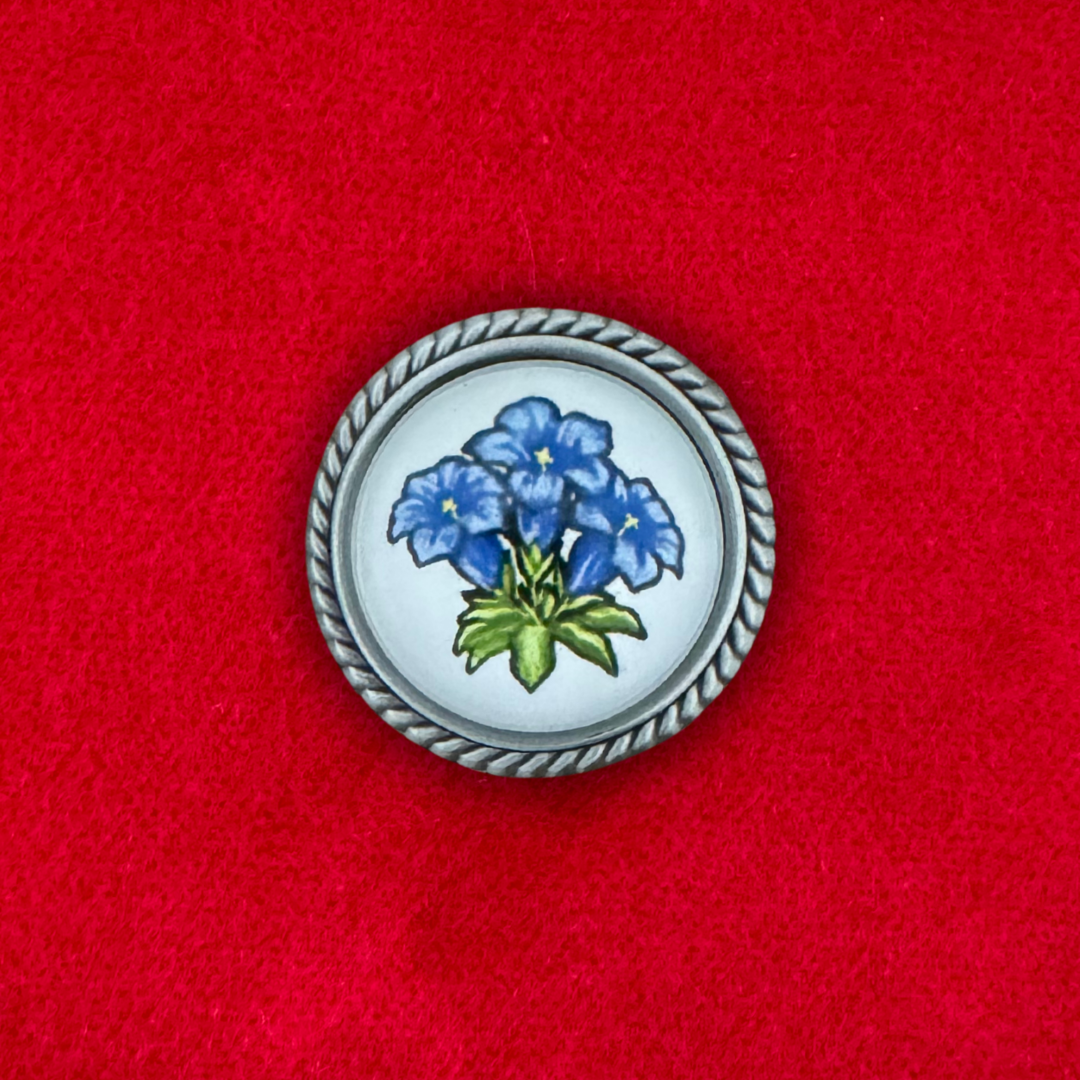 Enzian | Weiß | Pin | Zierfassung