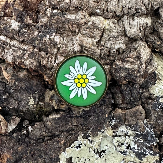 Edelweiss | Grün | Anstecker | Altkupfer