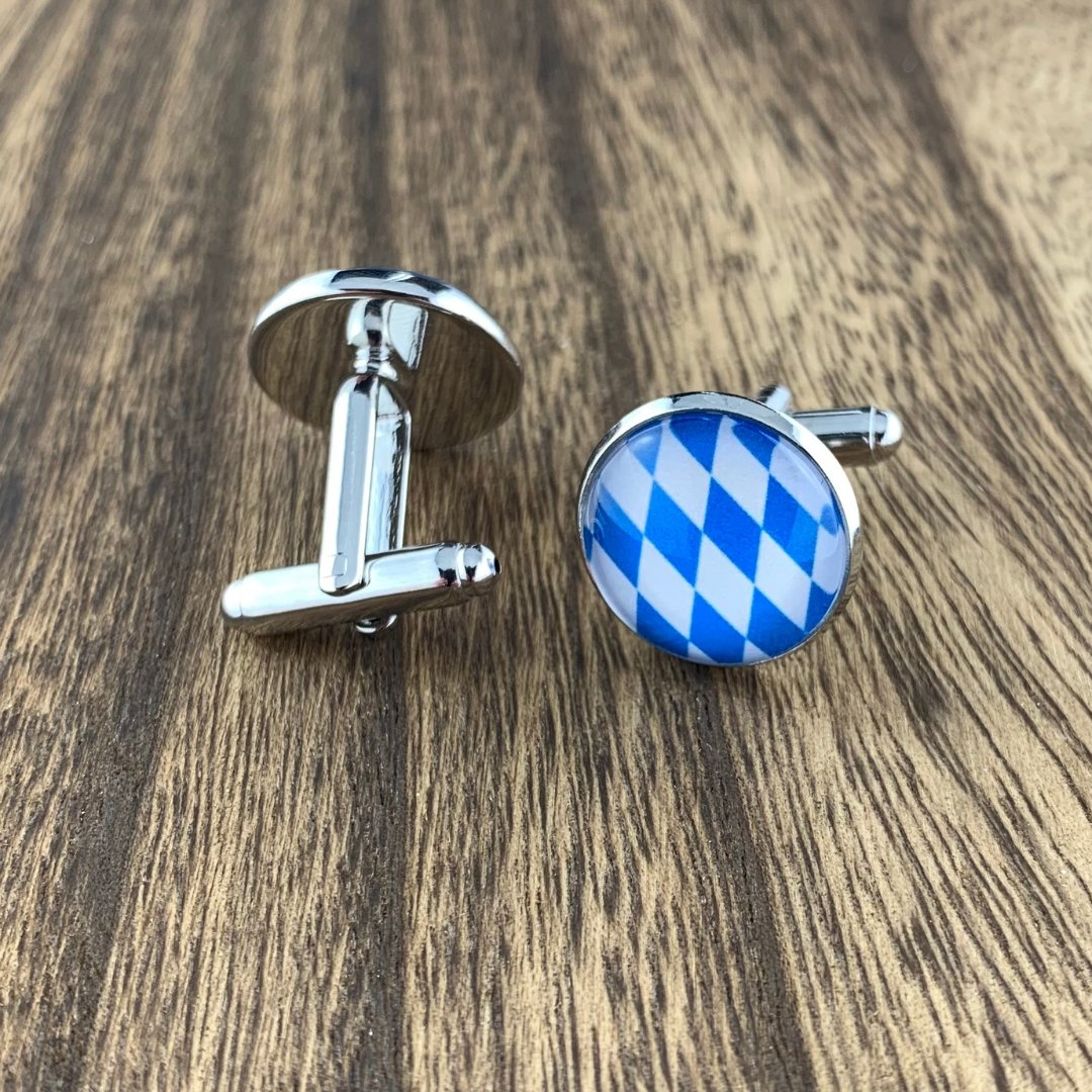 Manschettenknöpfe | Bayern | Weiss - Blau | Silber